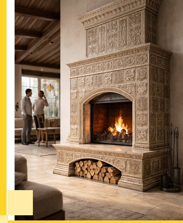 Купить изразцовый камин в Костроме от 255225 р. | ЭриданКст