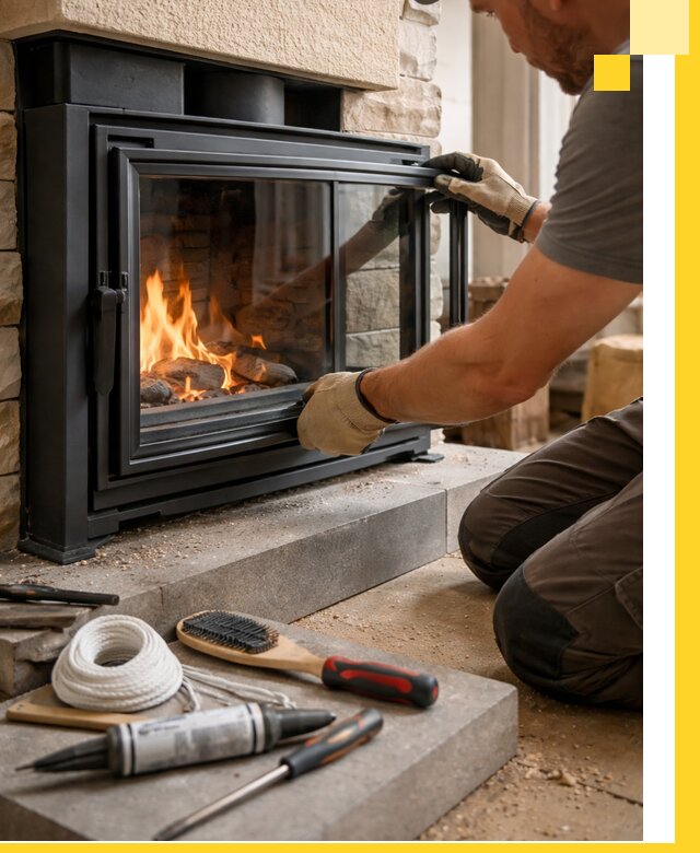 Производство, монтаж и доставка каминов со стеклом в Костроме