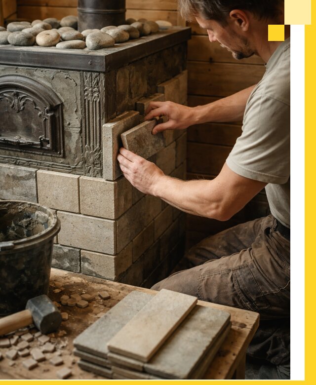 Облицовка банных печей в Костроме профессиональная отделка