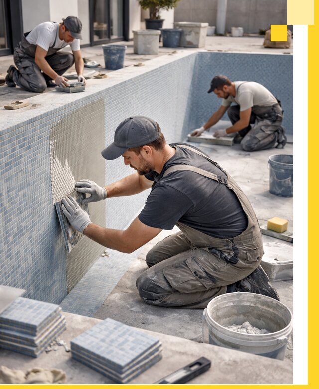 Облицовка бассейнов в Костроме плитка мозаика гидроизоляция