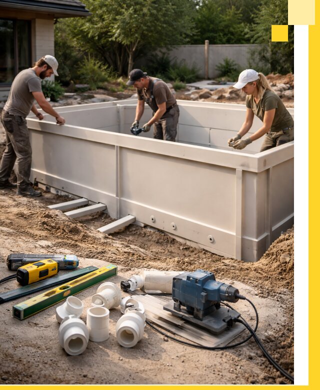 Установка полипропиленовых бассейнов под ключ в Костроме