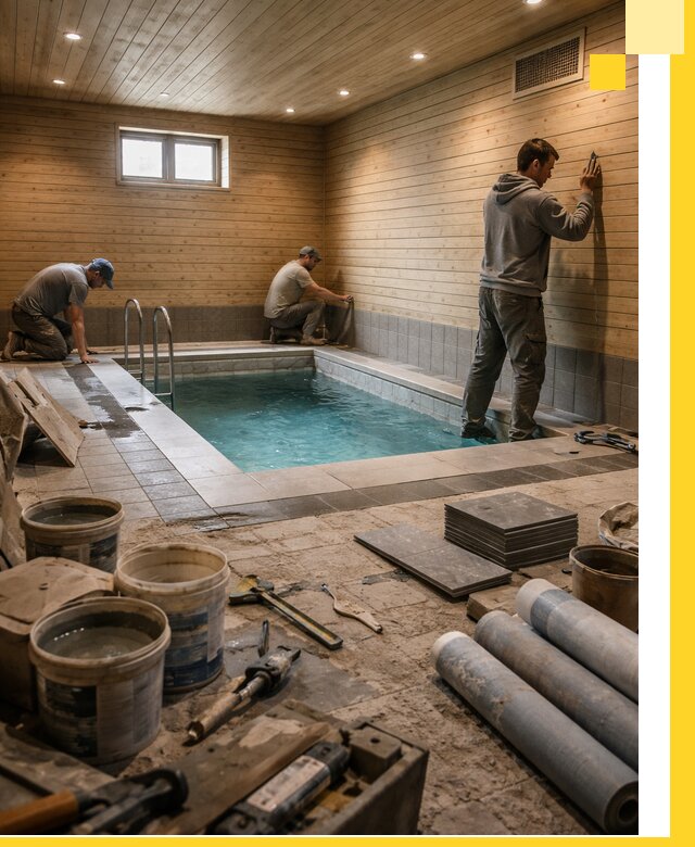 Строительство бани с бассейном и сауной под ключ в Костроме