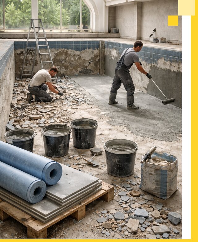 Реконструкция бассейнов в Костроме: ремонт, гидроизоляция