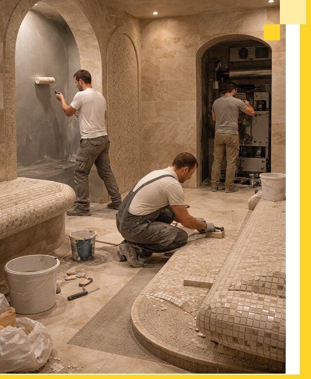 Строительство бани с хамамом и бассейном под ключ в Костроме