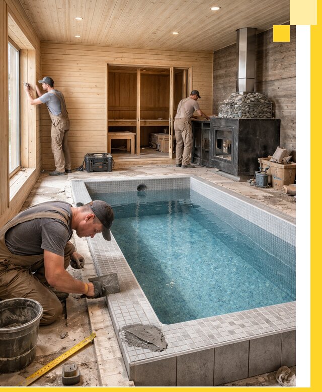 Проект бани с бассейном и сауной в Костроме под ключ