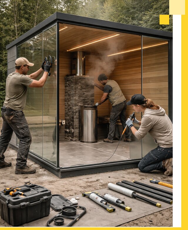 Проектирование и строительство стеклянных бань в Костроме