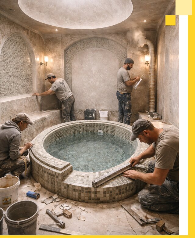 Профессиональное строительство хамама с бассейном в Костроме под ключ