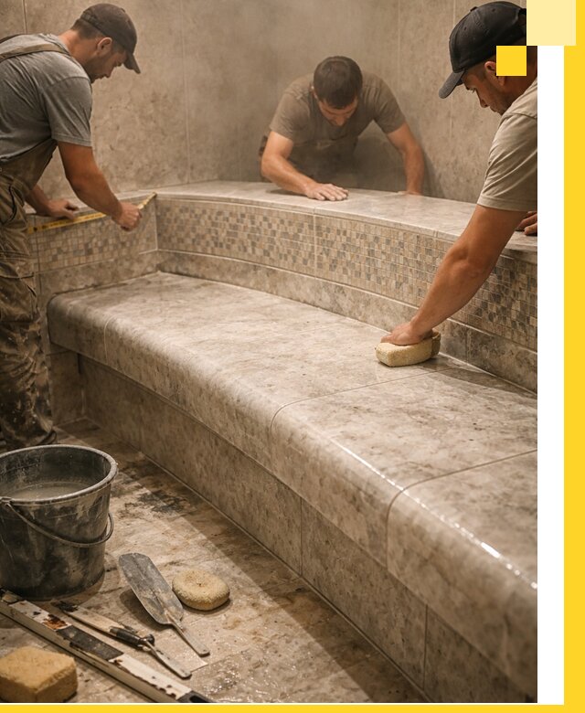 Изготовление и установка сидений для хамама в Костроме